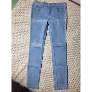 Wax Jean Skinny Jeans Women 11 Light Blue Excellent High Rise Double Button
